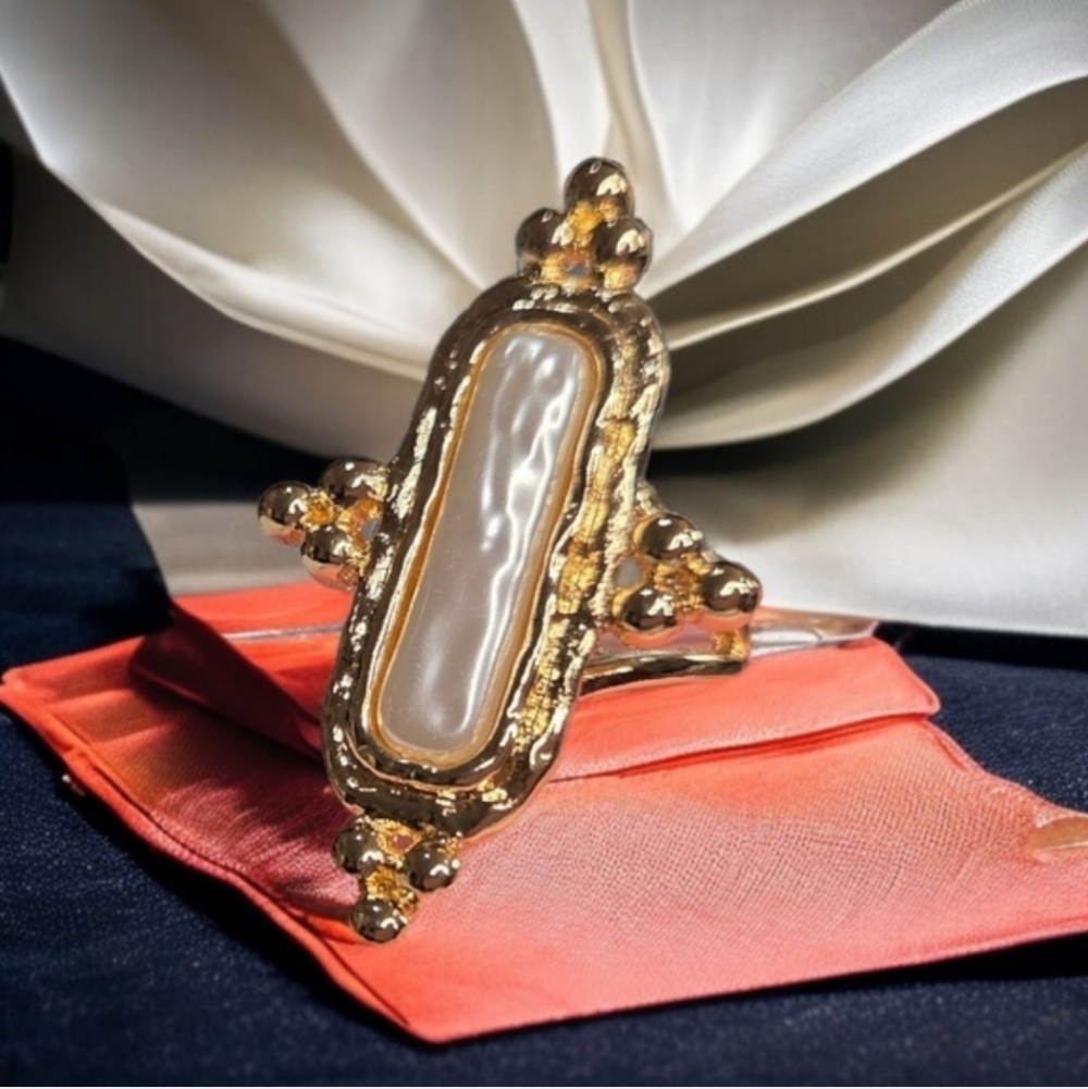 Gold Pearl-Effect Statement Ring - Women Jewelry